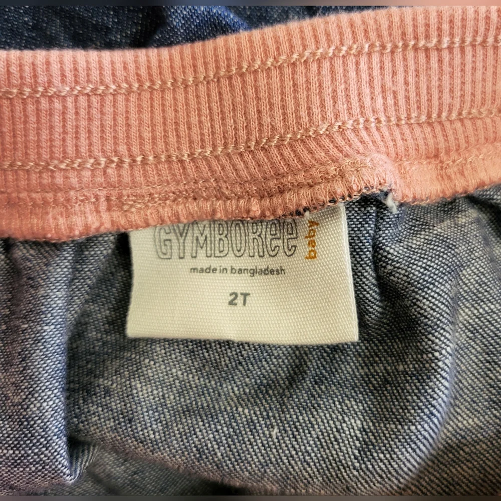 Gymboree Girls Blue Dark Wash Pink Elastic Waistband Pull On Denim Mini Skirt 2T
